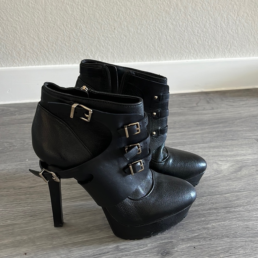 BCBGeneration Black Ankle Boots with Buckle Detail